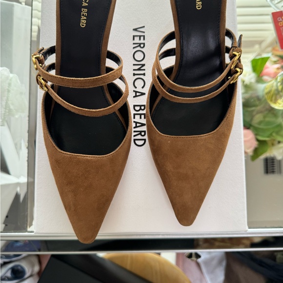 Veronica Beard Corrie Hazelwood suede Mules with Double Strap Sz 9.5. NWT - Picture 3 of 7